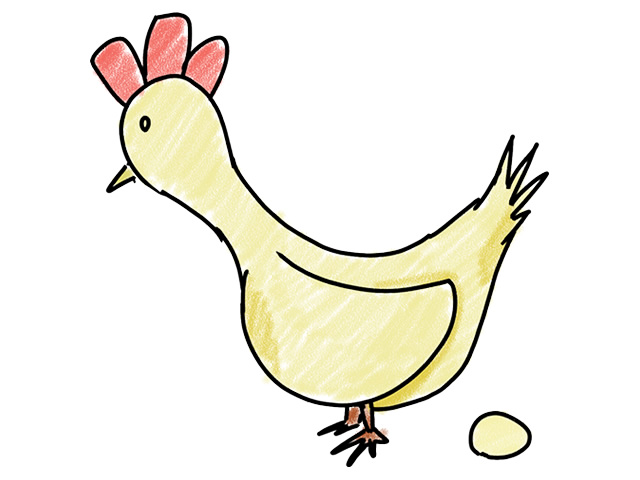 卵を生む鶏 | チキン - 人 / 手描き / 漫画 / アニメ / イラスト / クリップアート / フリー素材