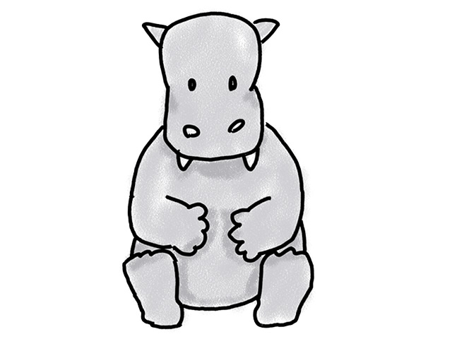 カバ | 河馬 - 人 / 手描き / 漫画 / アニメ / イラスト / クリップアート / フリー素材