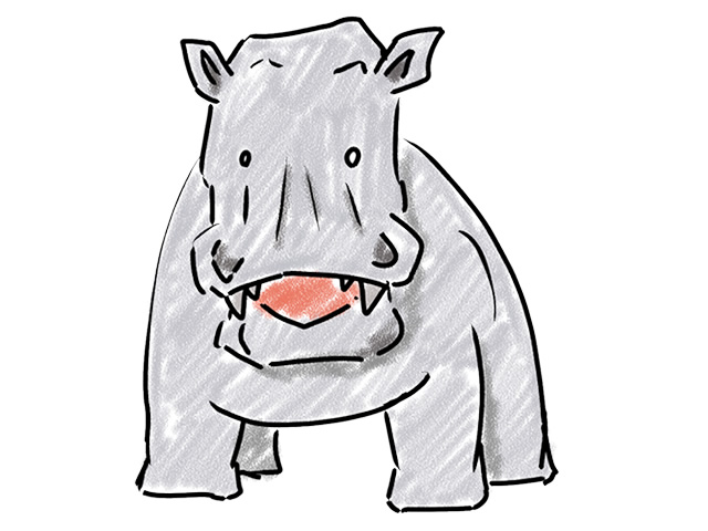 河馬 | カバ - 人 / 手描き / 漫画 / アニメ / イラスト / クリップアート / フリー素材
