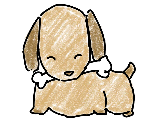 骨をくわえている犬 | アニマル - 人 / 手描き / 漫画 / アニメ / イラスト / クリップアート / フリー素材