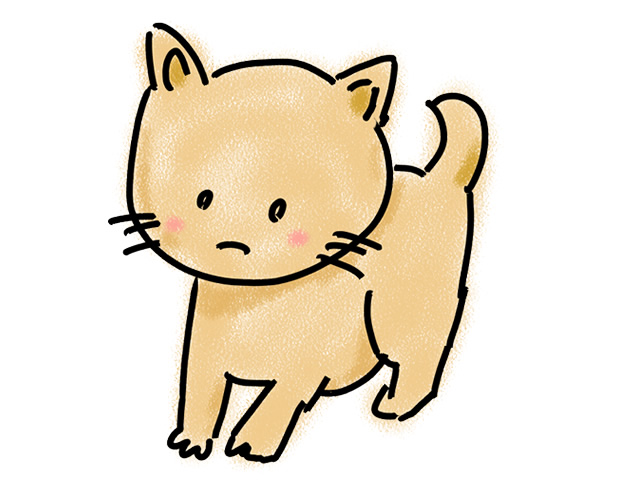 臆病な猫 | ペット - 人 / 手描き / 漫画 / アニメ / イラスト / クリップアート / フリー素材