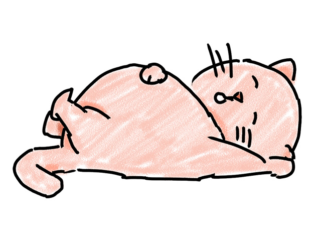 幸せいっぱいな猫 | 好物を食べてご機嫌なネコ - 人 / 手描き / 漫画 / アニメ / イラスト / クリップアート / フリー素材