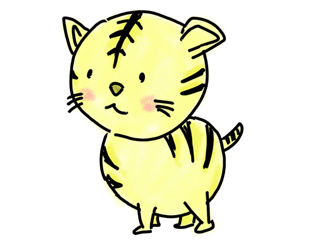 笑顔の虎 | アニマル - 人 / 手描き / 漫画 / アニメ / イラスト / クリップアート / フリー素材