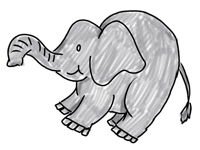 鼻を上げている像 | 動物 - 人 / 手描き / 漫画 / アニメ / イラスト / クリップアート / フリー素材