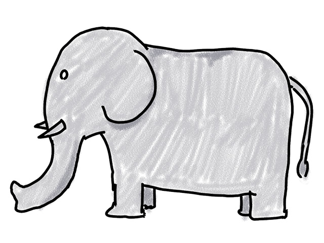 おとなしい象 | ゾウ | アニマル - 人 / 手描き / 漫画 / アニメ / イラスト / クリップアート / フリー素材