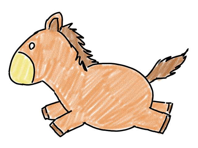 走っているウマ | 動物 - 人 / 手描き / 漫画 / アニメ / イラスト / クリップアート / フリー素材