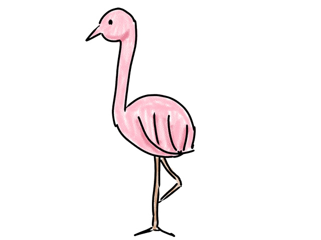 フラミンゴ | トリ - 人 / 手描き / 漫画 / アニメ / イラスト / クリップアート / フリー素材