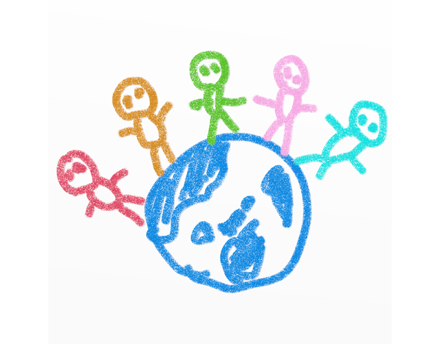 地球/子供/輪 - 人 / 手描き / 漫画 / アニメ / イラスト / クリップアート / フリー素材