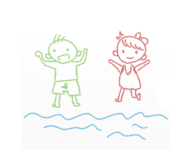 浜辺/ビーチ/子供 - 人 / 手描き / 漫画 / アニメ / イラスト / クリップアート / フリー素材