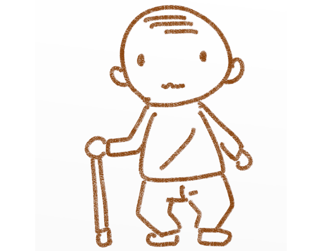 おじいちゃん/男性/杖 - 人 / 手描き / 漫画 / アニメ / イラスト / クリップアート / フリー素材
