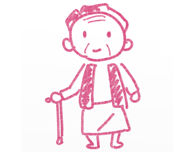 婆さん/杖/笑顔 - 人 / 手描き / 漫画 / アニメ / イラスト / クリップアート / フリー素材