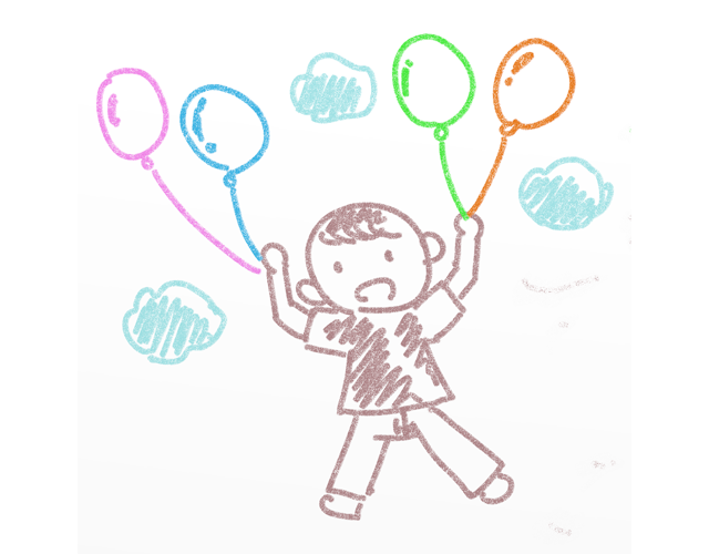 浮かぶ/風船/空想 - 人 / 手描き / 漫画 / アニメ / イラスト / クリップアート / フリー素材