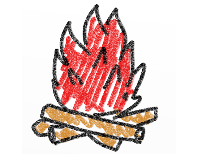 焚き火/炎/木 - 人 / 手描き / 漫画 / アニメ / イラスト / クリップアート / フリー素材