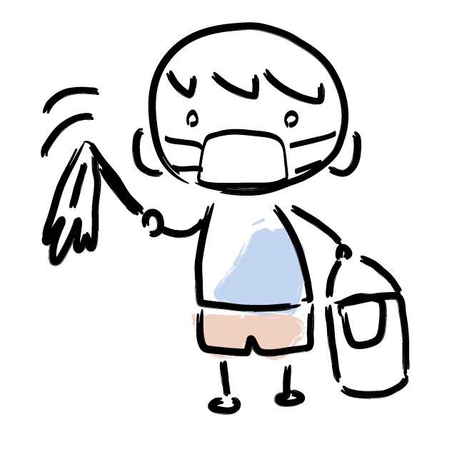 掃除してます/きれいにします - 人 / 手描き / 漫画 / アニメ / イラスト / クリップアート / フリー素材