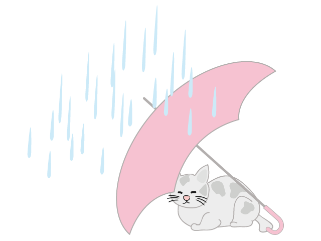 猫｜傘｜雨宿り - イベント/シーズン/季節/ダウンロード/無料/イラスト/春/夏/秋/冬
