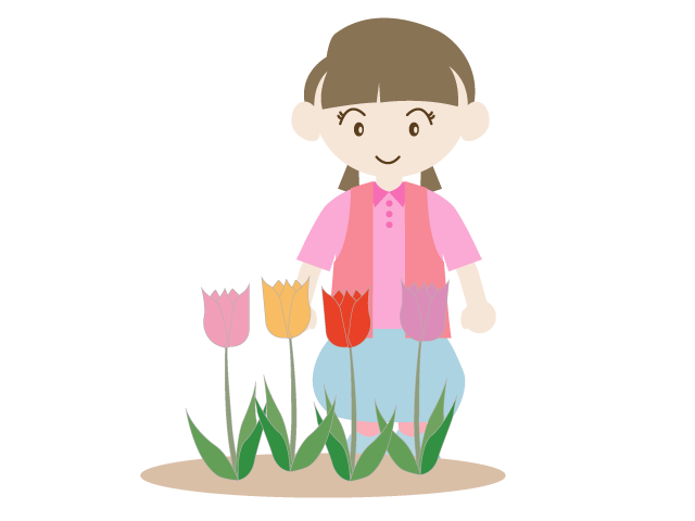チューリップ｜女の子 - イベント/シーズン/季節/ダウンロード/無料/イラスト/春/夏/秋/冬