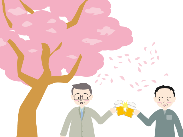 サクラ｜花見｜男性 - イベント/シーズン/季節/ダウンロード/無料/イラスト/春/夏/秋/冬