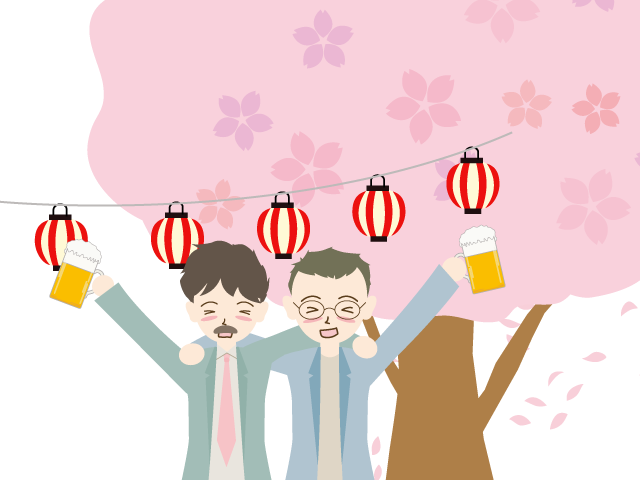 酔っぱらい｜花見｜提灯 - イベント/シーズン/季節/ダウンロード/無料/イラスト/春/夏/秋/冬