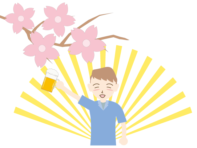 桜｜乾杯｜ビール - イベント/シーズン/季節/ダウンロード/無料/イラスト/春/夏/秋/冬