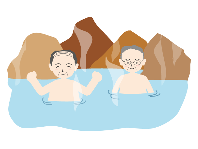 温泉｜旅｜男性｜ゴールデンウィーク - イベント/シーズン/季節/ダウンロード/無料/イラスト/春/夏/秋/冬