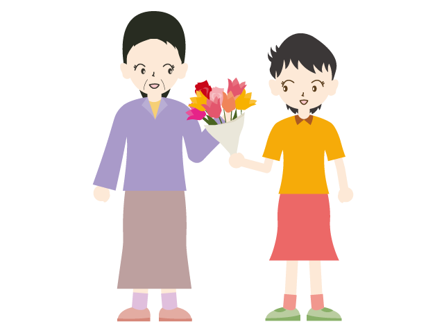 花束｜母の日｜女性 - イベント/シーズン/季節/ダウンロード/無料/イラスト/春/夏/秋/冬