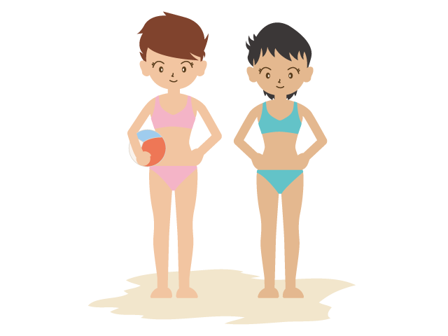 砂浜｜ビーチ｜女性｜日焼け - イベント/シーズン/季節/ダウンロード/無料/イラスト/春/夏/秋/冬