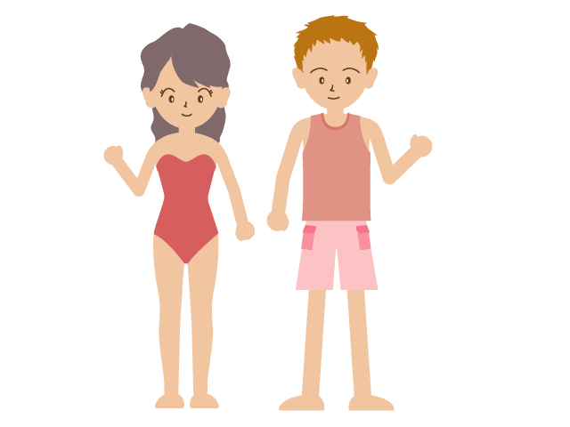 日焼け｜男女｜カップル - イベント/シーズン/季節/ダウンロード/無料/イラスト/春/夏/秋/冬