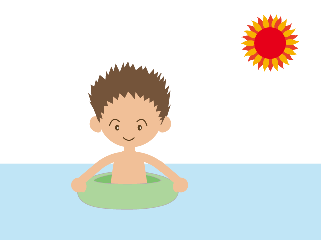 海｜泳ぐ｜少年｜浮き輪 - イベント/シーズン/季節/ダウンロード/無料/イラスト/春/夏/秋/冬
