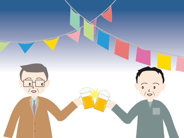 男性｜中年｜ビアガーデン - イベント/シーズン/季節/ダウンロード/無料/イラスト/春/夏/秋/冬