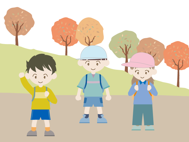 紅葉｜子供｜ハイキング - イベント/シーズン/季節/ダウンロード/無料/イラスト/春/夏/秋/冬