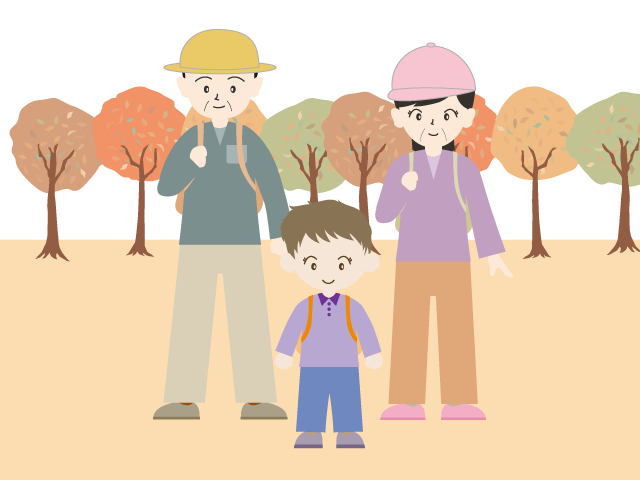 家族｜紅葉｜赤色 - イベント/シーズン/季節/ダウンロード/無料/イラスト/春/夏/秋/冬