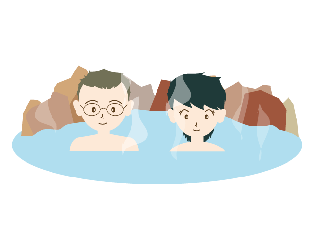 カップル｜温泉｜旅 - イベント/シーズン/季節/ダウンロード/無料/イラスト/春/夏/秋/冬