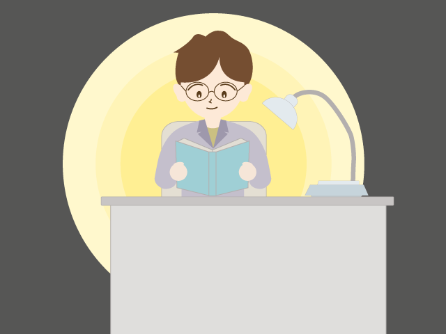 読書｜深夜｜ライト - イベント/シーズン/季節/ダウンロード/無料/イラスト/春/夏/秋/冬