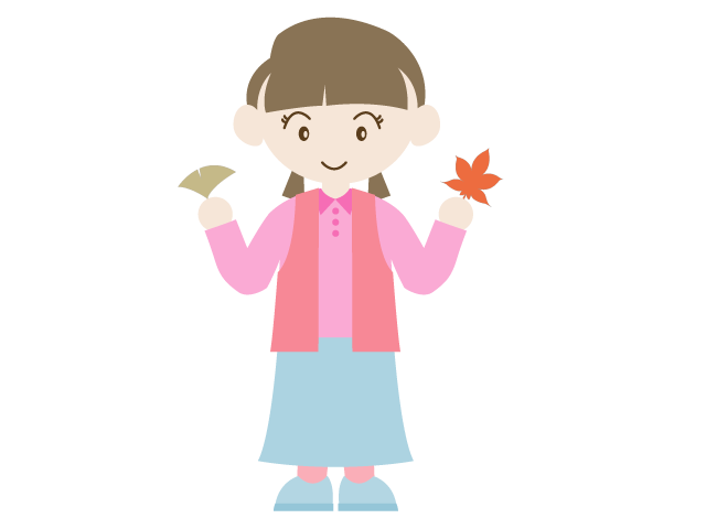 紅葉｜女の子｜笑顔 - イベント/シーズン/季節/ダウンロード/無料/イラスト/春/夏/秋/冬