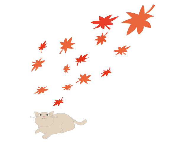 猫｜紅葉｜風景 - イベント/シーズン/季節/ダウンロード/無料/イラスト/春/夏/秋/冬
