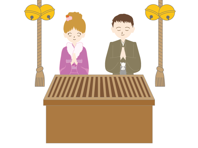 初詣｜正月｜祈願｜お祈り - イベント/シーズン/季節/ダウンロード/無料/イラスト/春/夏/秋/冬