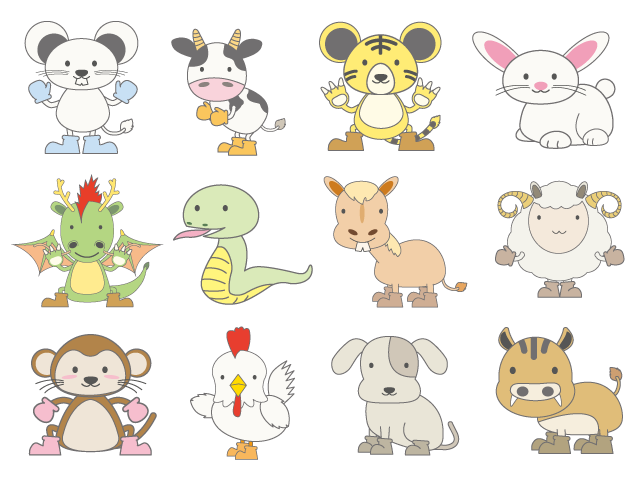 干支｜十二支｜年賀状｜動物 - イベント/シーズン/季節/ダウンロード/無料/イラスト/春/夏/秋/冬