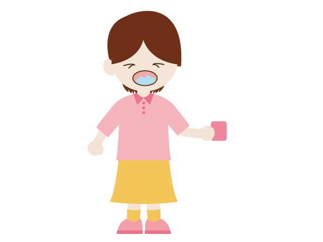 うがい｜風邪予防｜女の子 - イベント/シーズン/季節/ダウンロード/無料/イラスト/春/夏/秋/冬