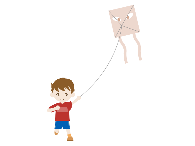 凧揚げ｜子供｜走る - イベント/シーズン/季節/ダウンロード/無料/イラスト/春/夏/秋/冬
