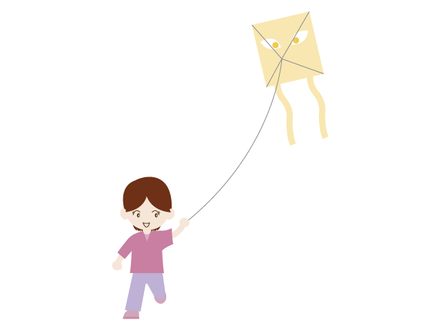 女の子｜たこあげ｜遊ぶ - イベント/シーズン/季節/ダウンロード/無料/イラスト/春/夏/秋/冬