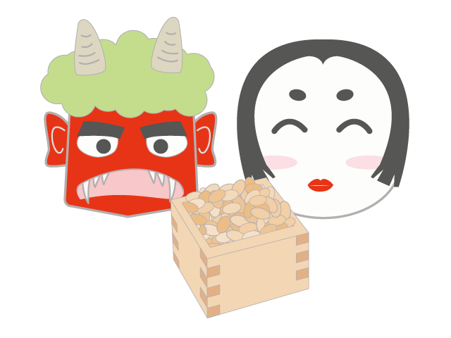 節分/鬼/お多福｜豆 - イベント/シーズン/季節/ダウンロード/無料/イラスト/春/夏/秋/冬