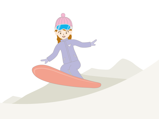 スノーボード｜女性｜滑る - イベント/シーズン/季節/ダウンロード/無料/イラスト/春/夏/秋/冬