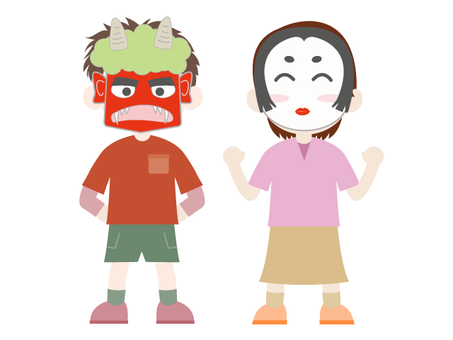 節分｜お面｜鬼｜子供 - イベント/シーズン/季節/ダウンロード/無料/イラスト/春/夏/秋/冬