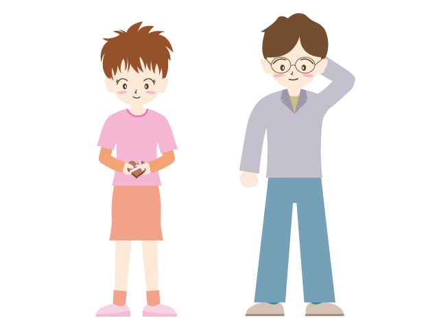 バレンタインデー｜男女｜カップル - イベント/シーズン/季節/ダウンロード/無料/イラスト/春/夏/秋/冬