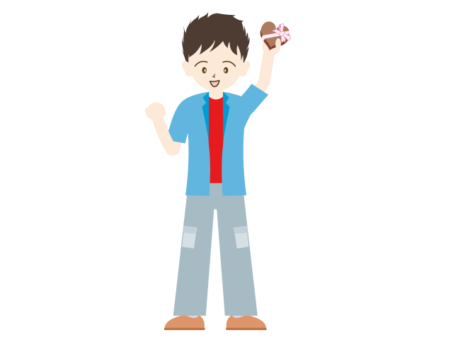 バレンタインデー｜貰う｜嬉しい｜男の子 - イベント/シーズン/季節/ダウンロード/無料/イラスト/春/夏/秋/冬