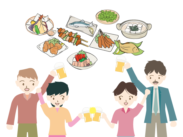 忘年会｜打ち上げ｜コンパ｜盛り上がる - イベント/シーズン/季節/ダウンロード/無料/イラスト/春/夏/秋/冬