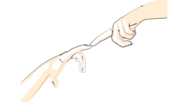 指先をつける｜青背景/指先をつける - ハンド/イラスト/手/写真/ダウンロード/フォト/画像加工OK