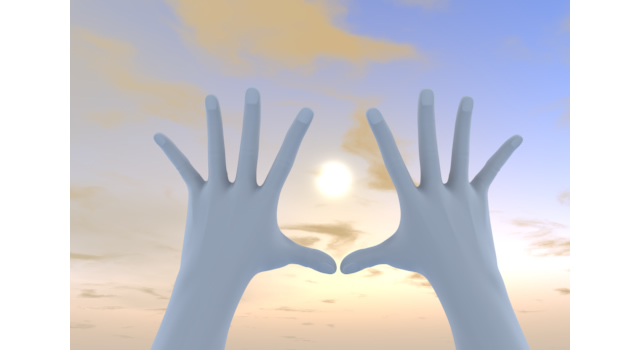 指の間から太陽が見える｜両手を広げて - ハンド/イラスト/手/写真/ダウンロード/フォト/画像加工OK