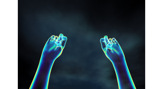 夜空に不気味な腕/3DCG｜ポーズ/表情 - ハンド/イラスト/手/写真/ダウンロード/フォト/画像加工OK