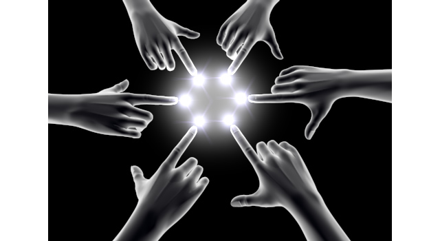 6人の力を合わせるイメージ｜指をさす/手の表情 - ハンド/イラスト/手/写真/ダウンロード/フォト/画像加工OK